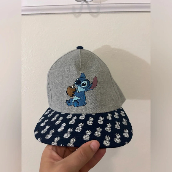 Disney Other - Disney Lilo & Stitch Adult Baseball Cap Hat Gray w Navy Pineapple Bill Snap Back